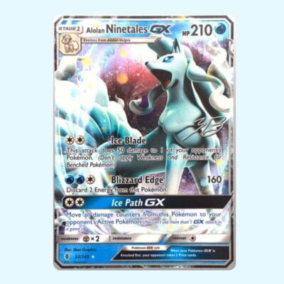 Feunard d'Alola GX - Alolan Ninetales GX 22 Guardians Rising - Gardiens Ascendants NO holo + Signature world championships
